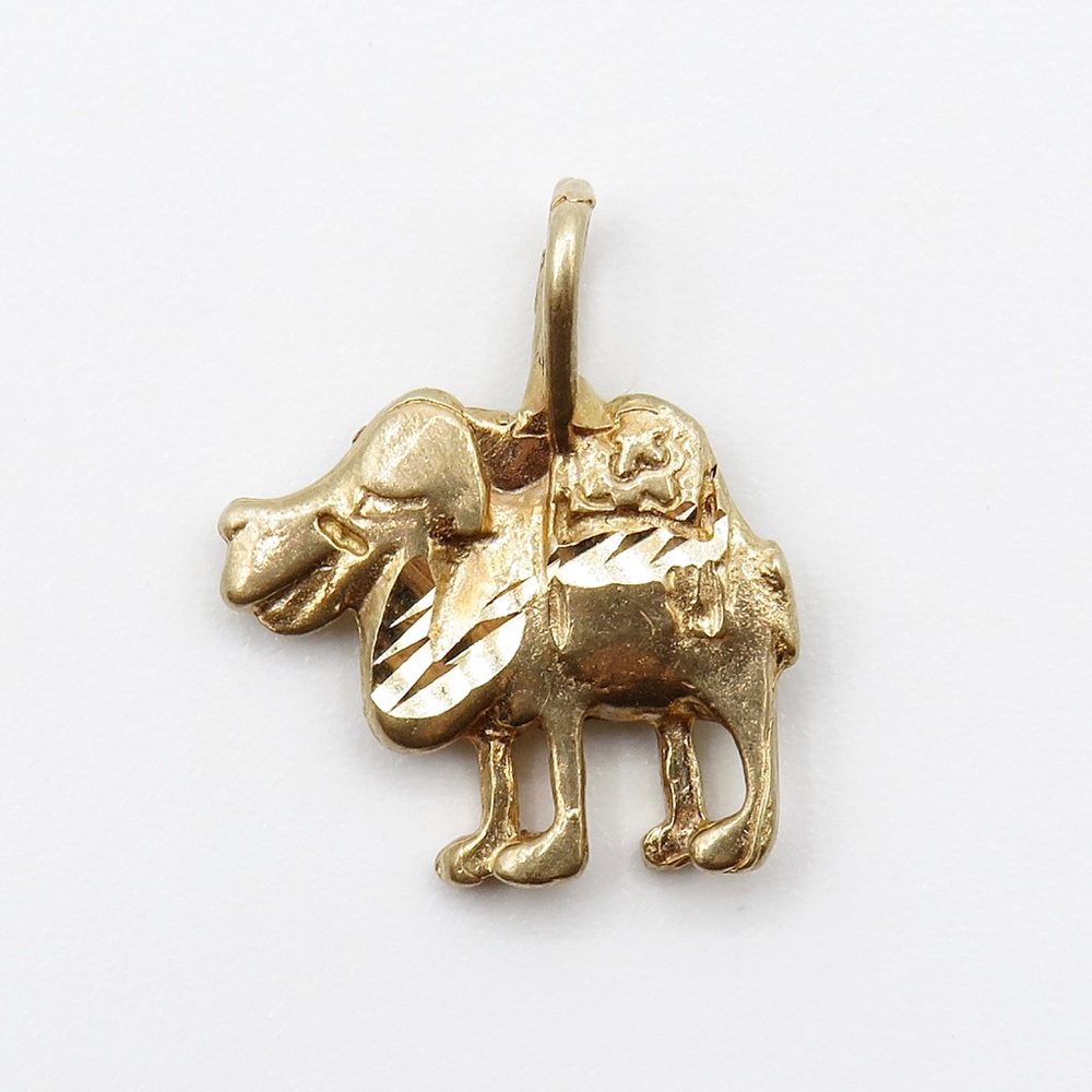 Solid 14k rose gold camel pendant/charm 15.1mm x 12.3mm